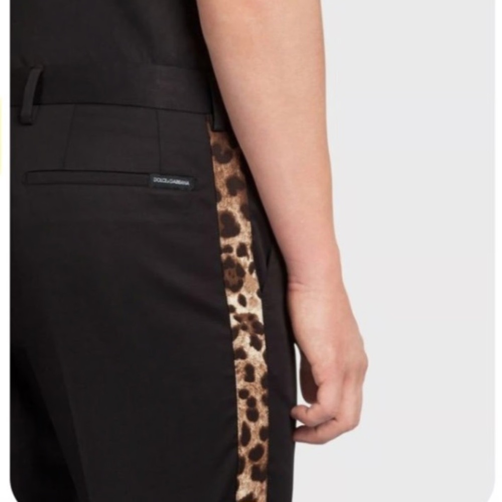 Dolce & Gabbana Black Pants with Leopard Accent